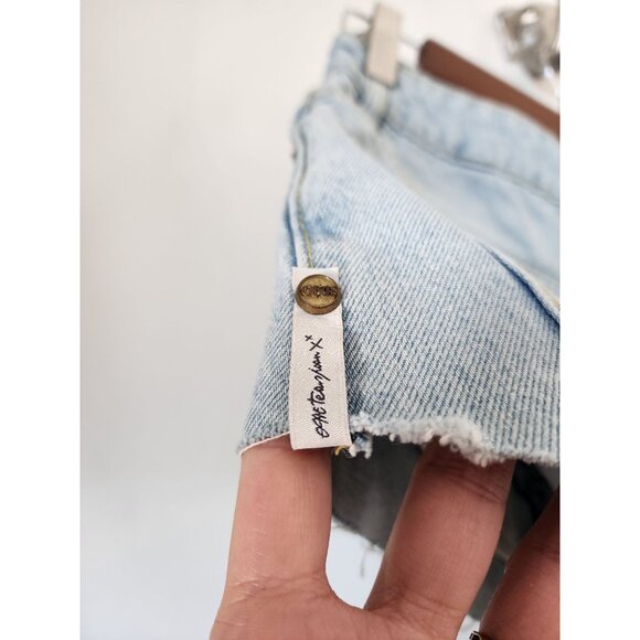 One Teaspoon The One high waist cheeky best blue denim shorts 24 - Picture 5 of 6